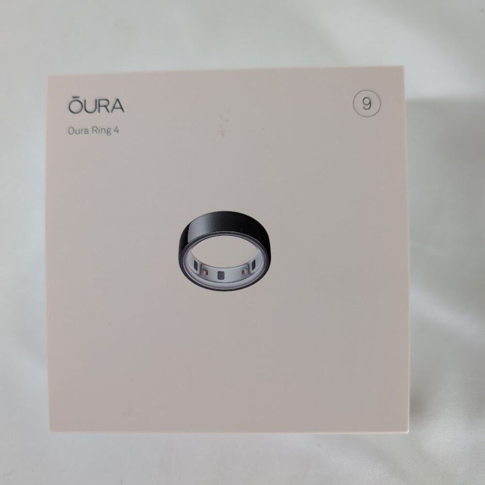 Oura Ring 4 Black Size 9 Smart Ring Tested 100% Battery Box & Charger